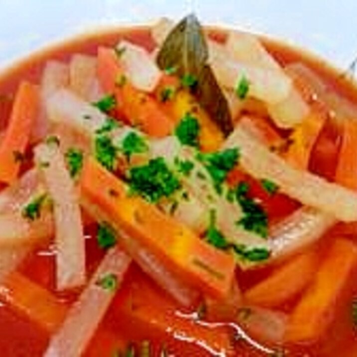 大根とにんじんのトマトスープ